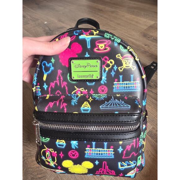 Disney Parks Loungefly Neon Glow Mini Park Attraction icon Backpack - Picture 2 of 7